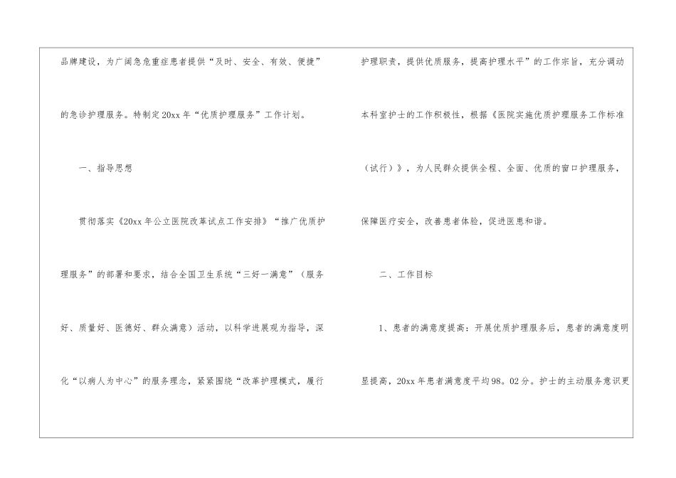 2024优质护理工作计划15篇_第2页