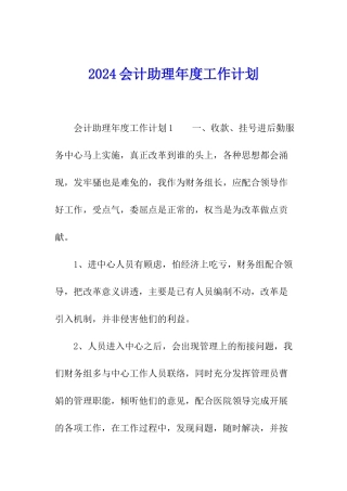 2024会计助理年度工作计划
