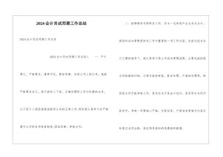 2024会计员试用期工作总结