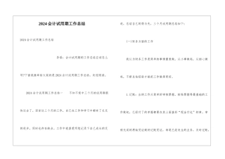 2024会计试用期工作总结