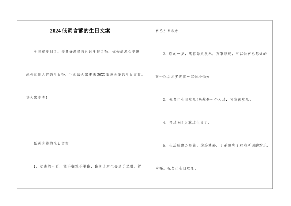 2024低调含蓄的生日文案_第1页