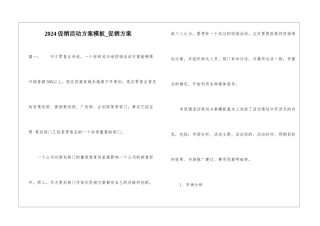 2024促销活动方案模板-促销方案