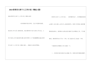 2024保育员大班个人工作计划