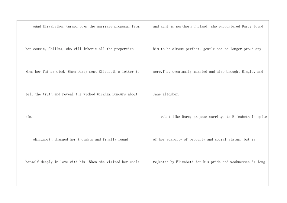 2024傲慢与偏见英文读后感范文-英文读后感_第3页