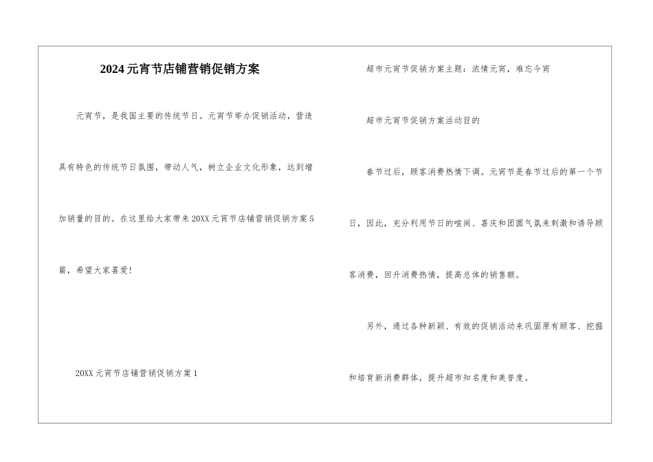 2024元宵节店铺营销促销方案_第1页