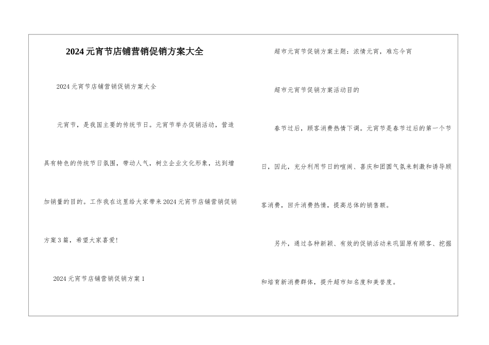 2024元宵节店铺营销促销方案大全_第1页