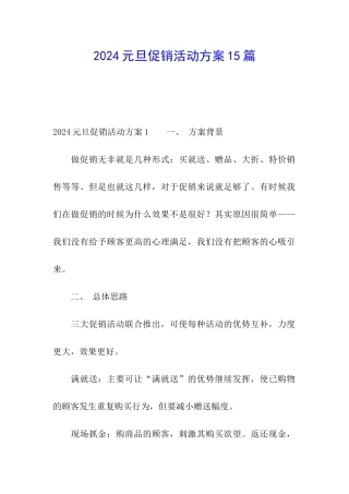 2024元旦促销活动方案15篇