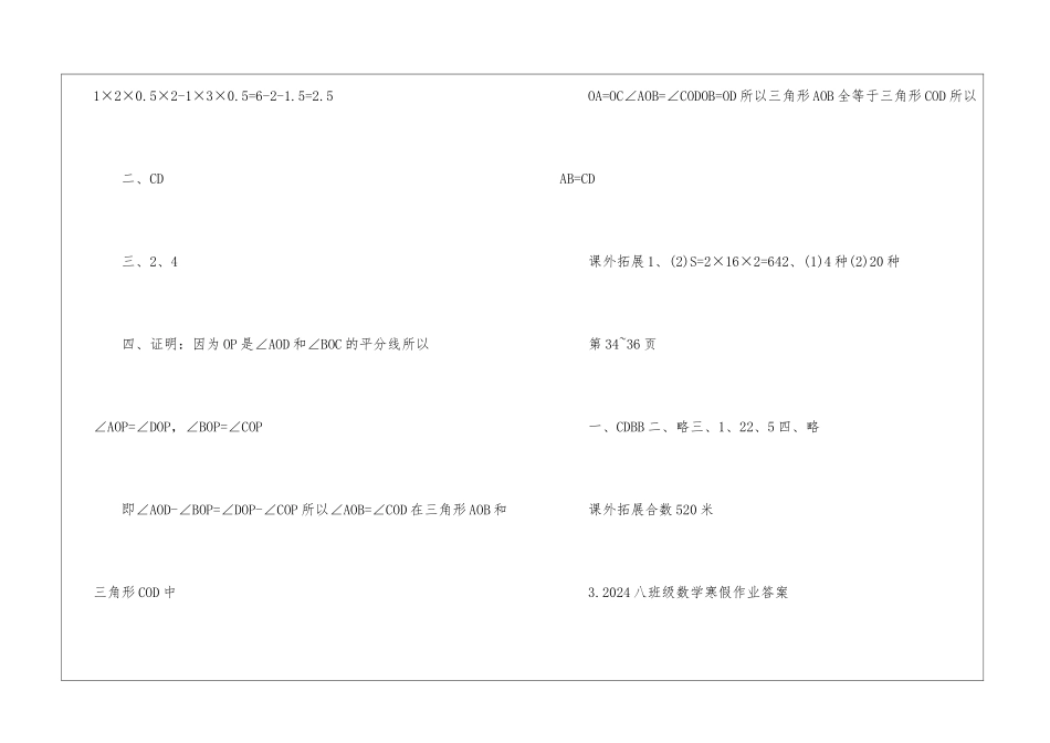 2024八年级数学寒假作业答案_第3页