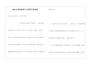 2024公司业务员个人年终工作总结