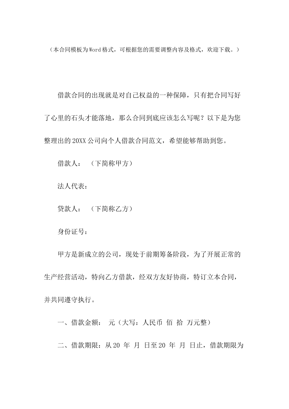 2024公司向个人借款合同范文_第2页