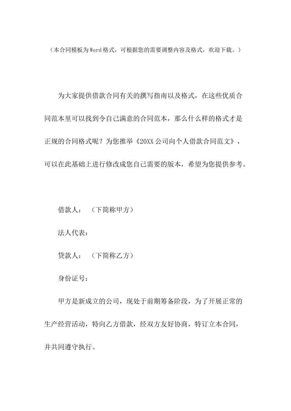 2024公司向个人借款合同范文-1_第2页