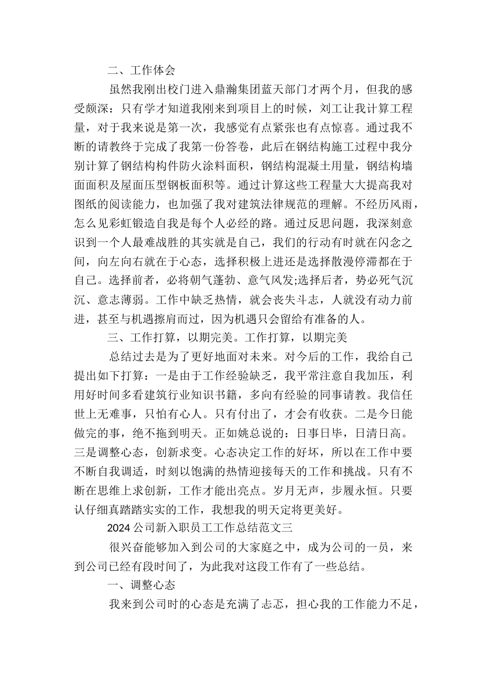 2024公司新新入职员工工作总结_第3页