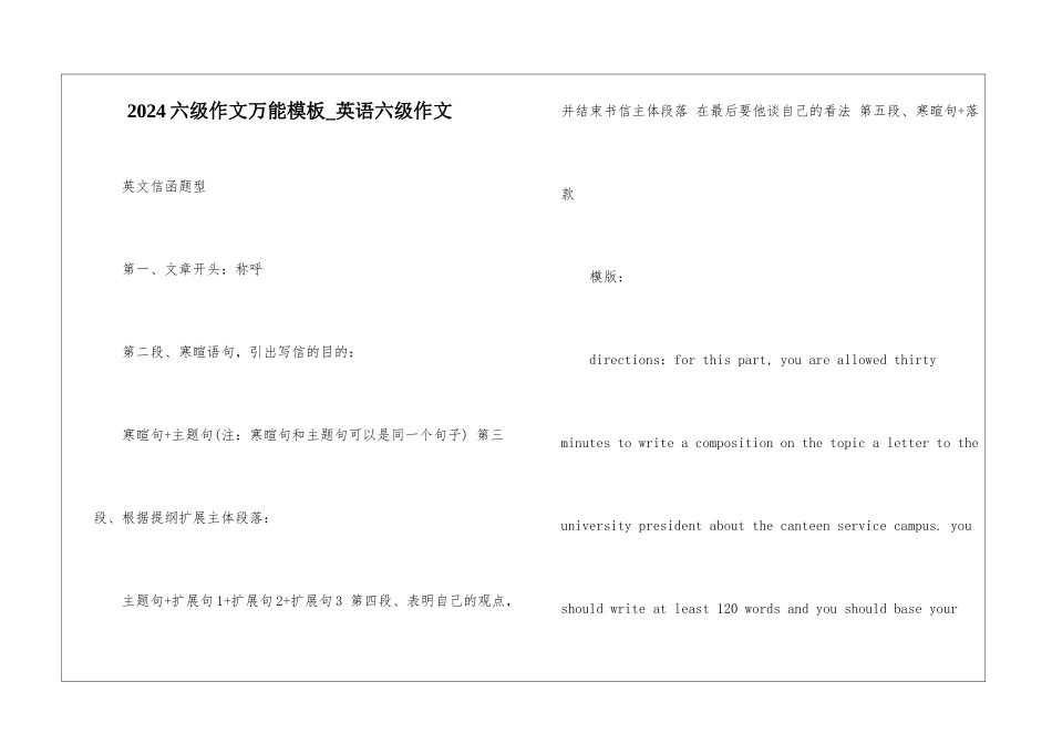 2024六级作文万能模板-英语六级作文_第1页