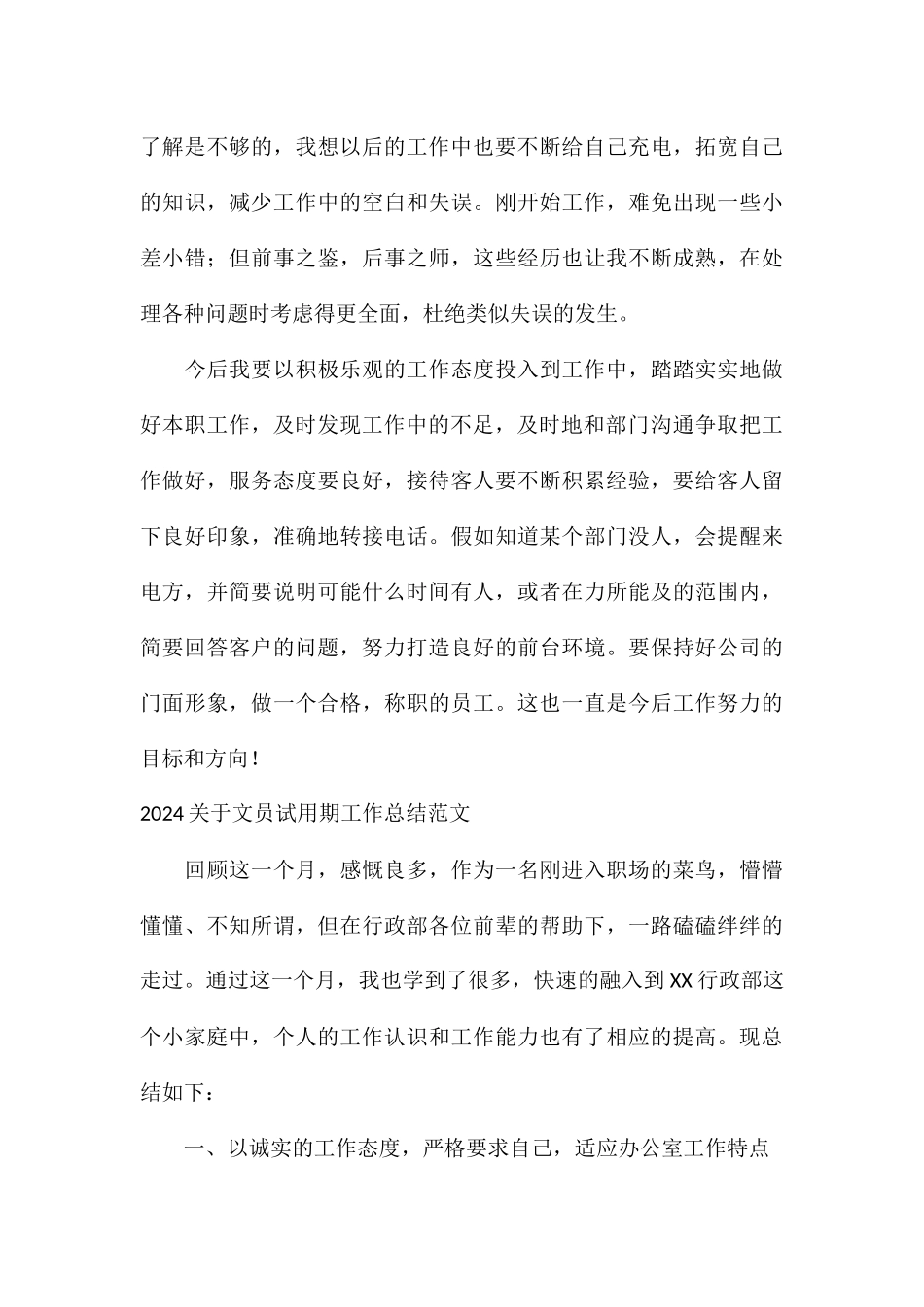 2024关于文员试用期工作总结_第3页