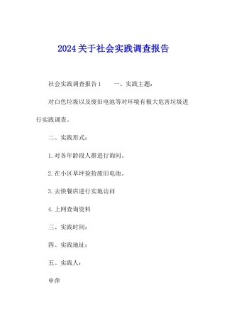 2024关于社会实践调查报告