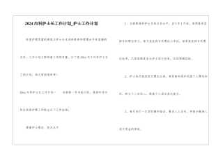 2024内科护士长工作计划-护士工作计划