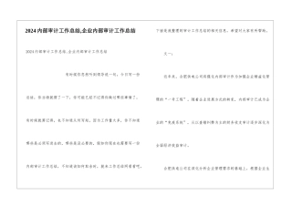 2024内部审计工作总结-企业内部审计工作总结
