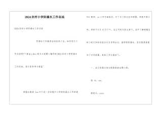 2024农村小学防溺水工作总结