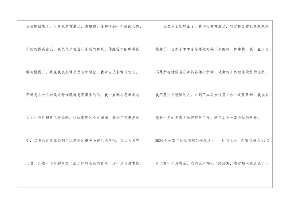 2024办公室文员试用期工作总结_第3页