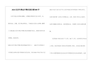 2024北京冬奥会开幕式观后感800字