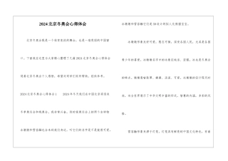 2024北京冬奥会心得体会