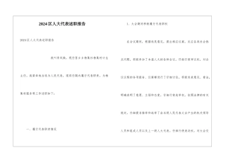 2024区人大代表述职报告