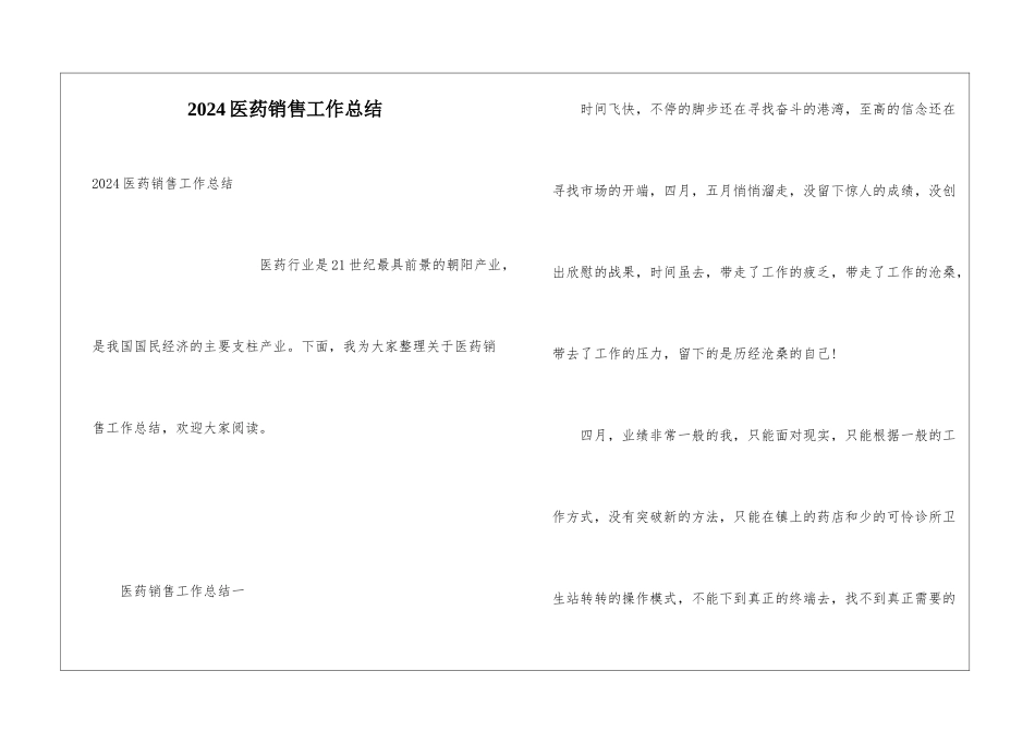 2024医药销售工作总结_第1页