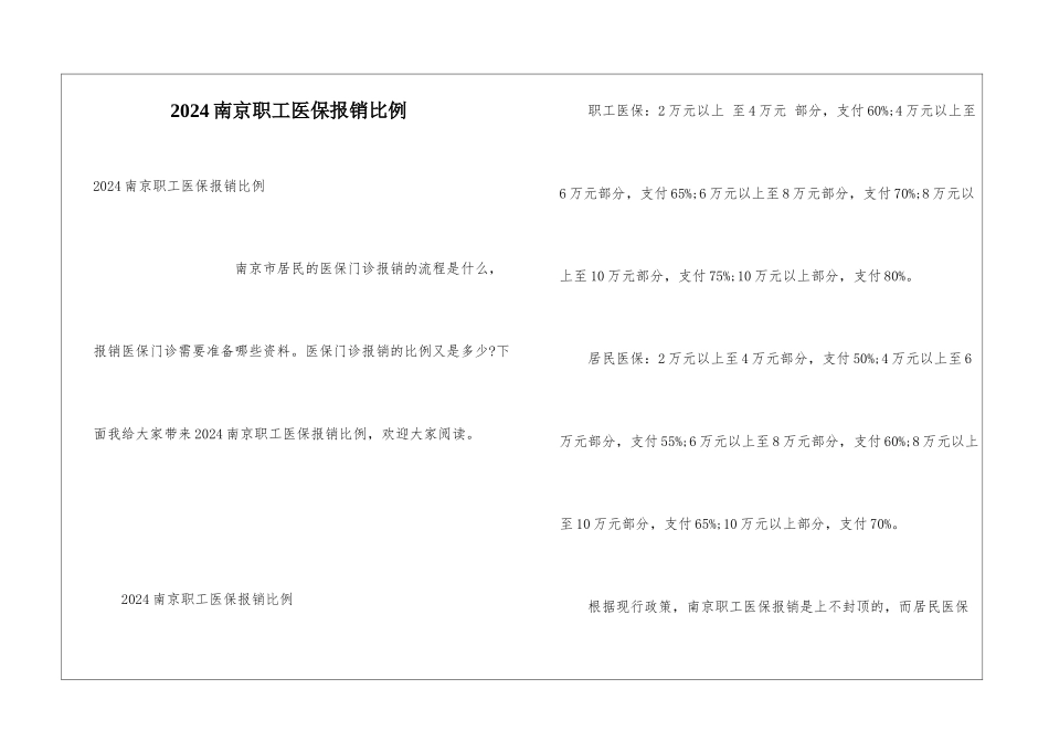 2024南京职工医保报销比例_第1页