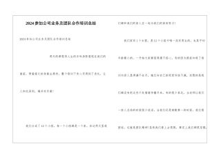 2024参加公司业务及团队合作培训总结