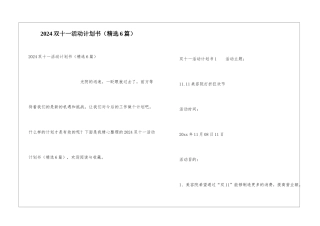 2024双十一活动计划书