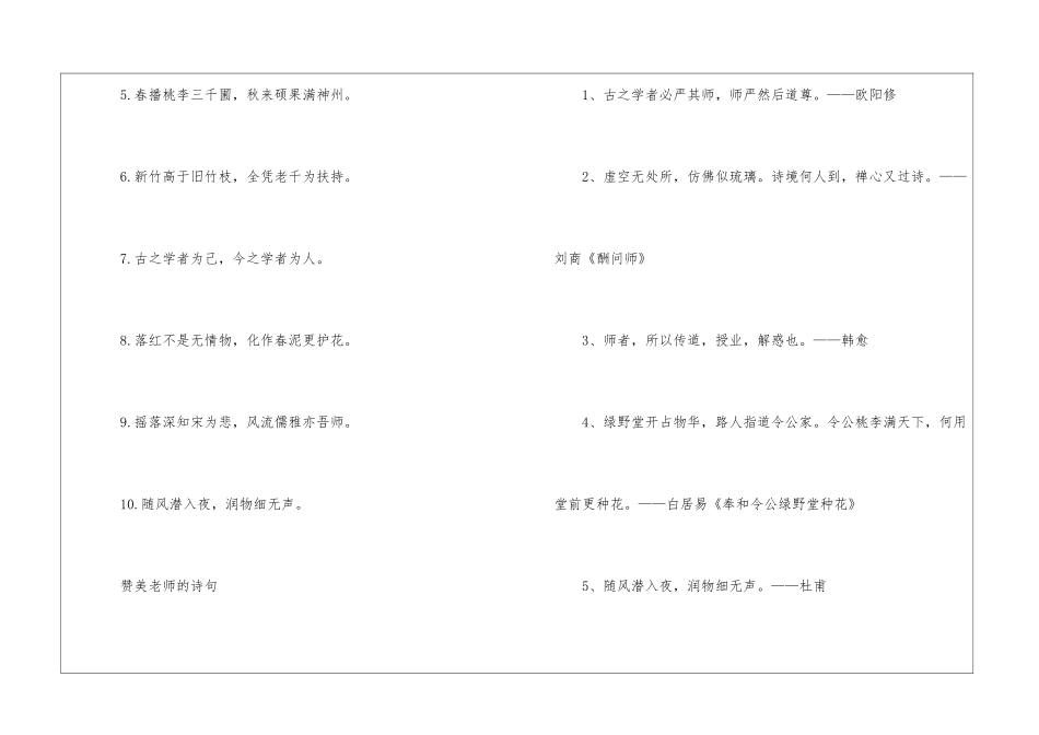 2024古代名人歌颂老师的诗句80句_第3页