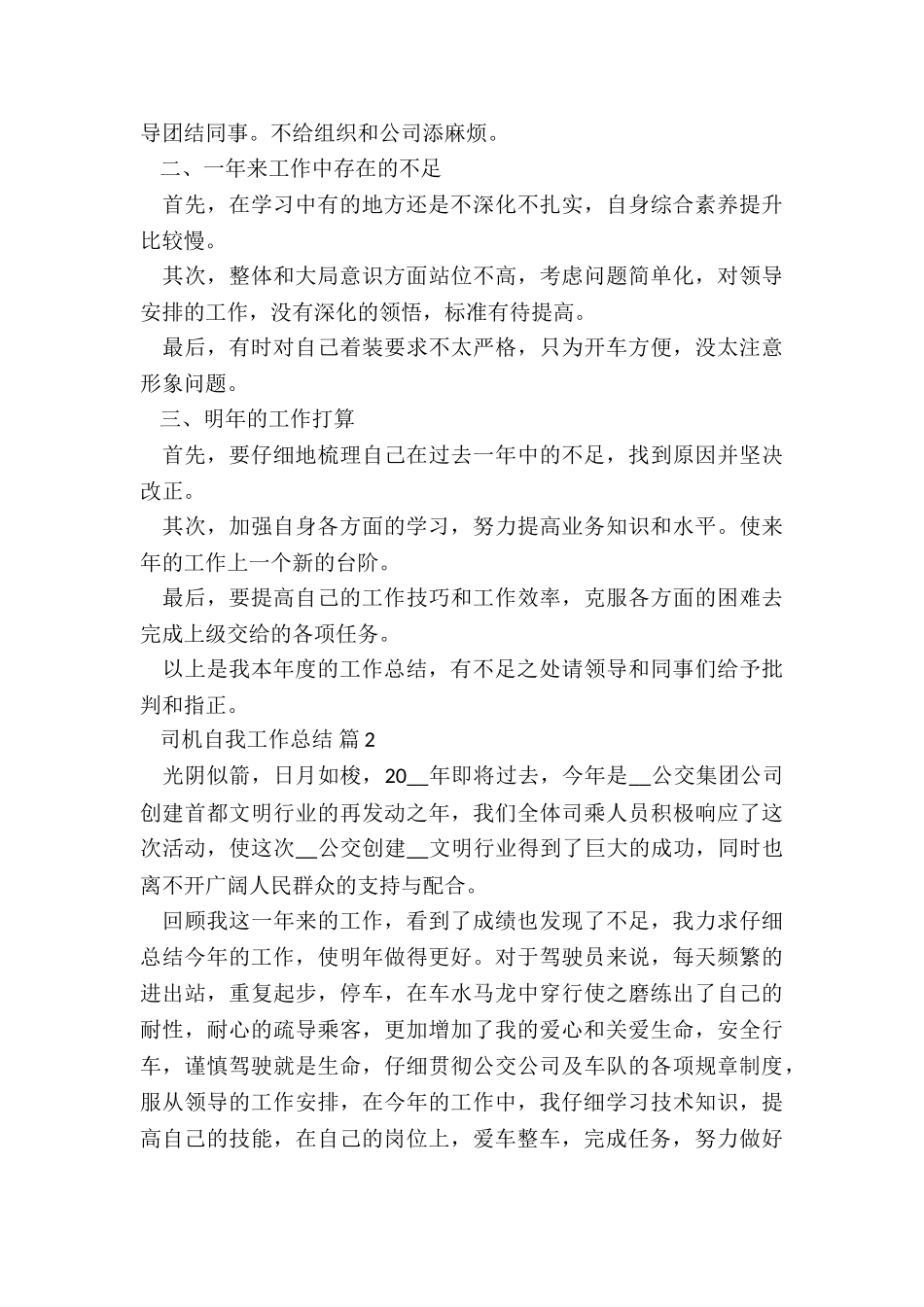 2024司机自我工作总结7篇_第2页