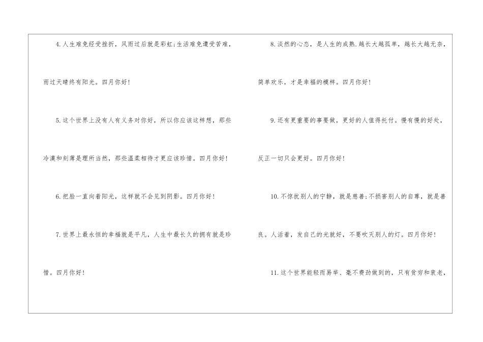 2024四月你好一句话简短文案100句_第2页
