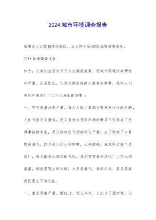 2024城市环境调查报告-