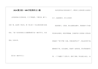2024夏天初一600字优秀作文5篇