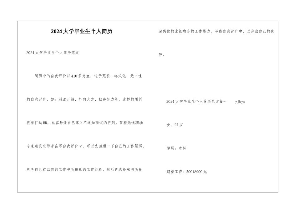 2024大学毕业生个人简历_第1页
