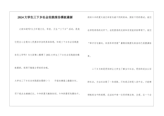2024大学生三下乡社会实践报告模板最新