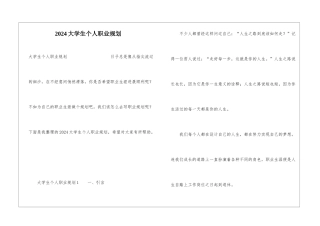 2024大学生个人职业规划