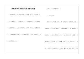 2024大学生保险公司实习报告5篇