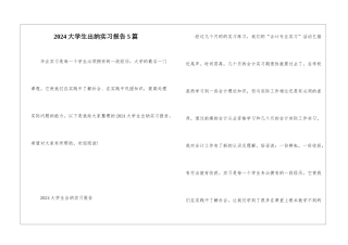 2024大学生出纳实习报告5篇