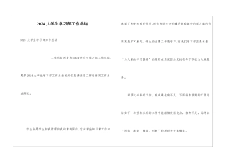 2024大学生学习部工作总结