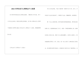 2024大学生实习心得体会个人收获