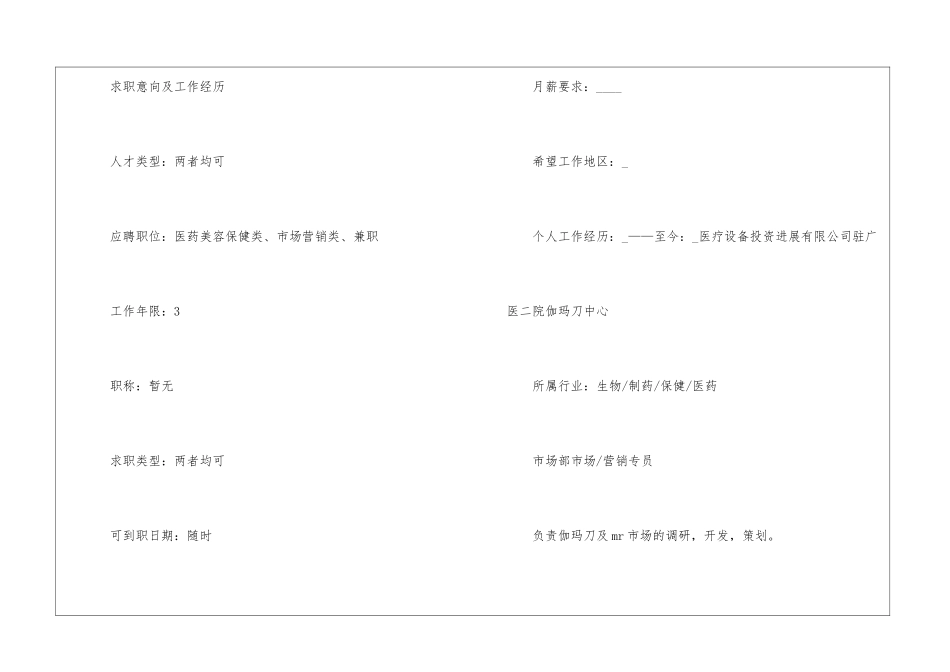 2024大学生工作求职简历范本_第2页
