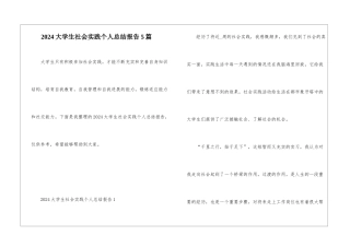 2024大学生社会实践个人总结报告5篇