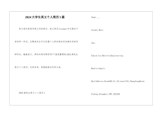 2024大学生英文个人简历5篇