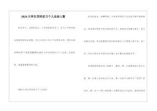 2024大学生顶岗实习个人总结5篇
