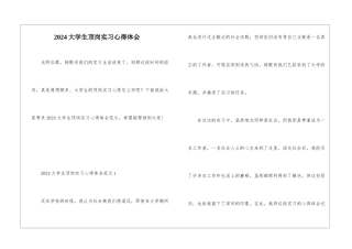 2024大学生顶岗实习心得体会