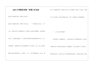 2024大学辅导员第一学期工作总结