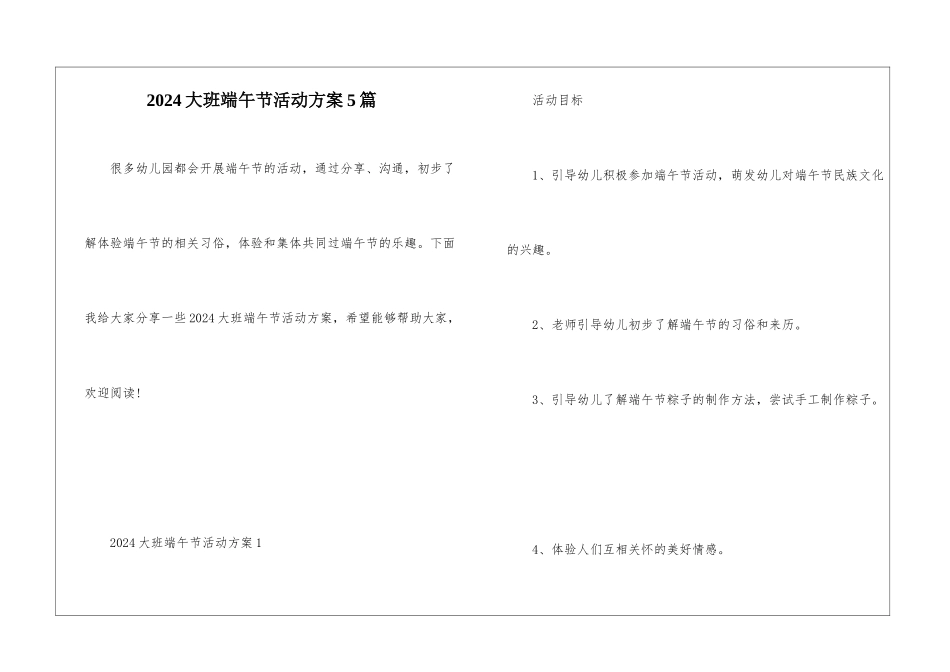 2024大班端午节活动方案5篇_第1页