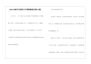 2024央视节目消防日中国骄傲观后感10篇